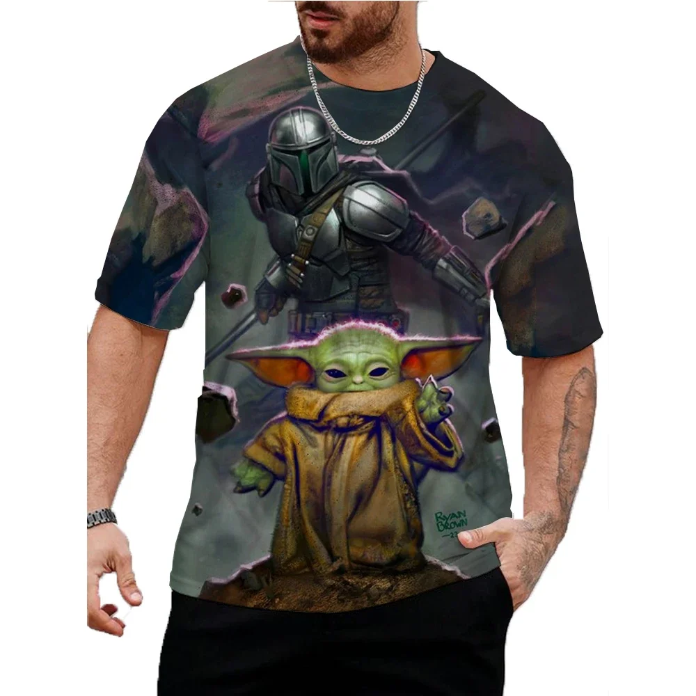 Футболка мужская с коротким рукавом свободная рубашка принтом Marvel Yoda топ для