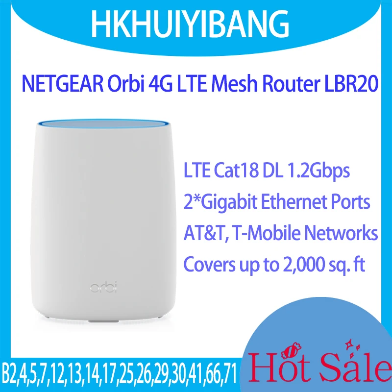 

NETGEAR Orbi 4G LTE Mesh WiFi Router LBR20 Home Internet Hotspot AT&T T-Mobile Verizon AC2200 Advanced WiFi Tri-Band Cat18 Modem