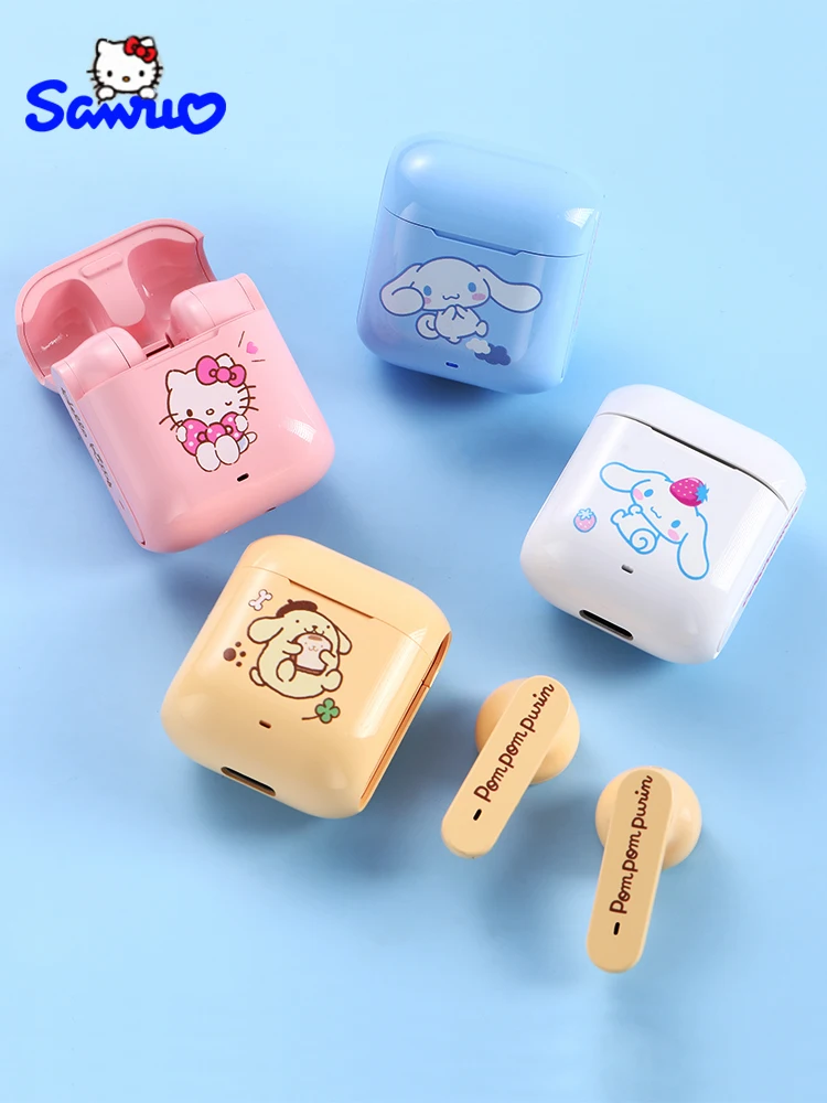 

Sanrio Hello Kitty Bluetooth Earphones Kawaii Cinnamoroll Wireless Headphones Noise Reduction Touch Control Game Sport Headset