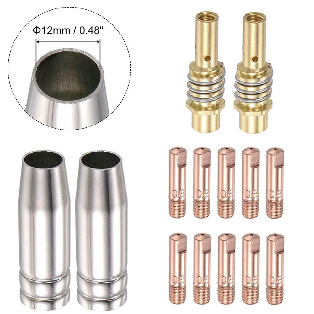14 Pcs Tip Gas Nozzle Welding Torch Contact Contact Tip Gas Nozzle MB 15AK 0.8mm Contact Tip Melt Inert-Gas Welder Accessory