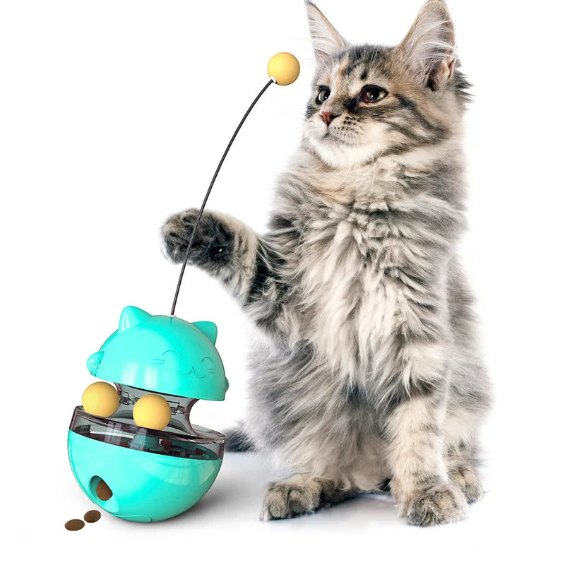 

Interactive Cat Tumbler Toy Treat Food Dispenser Toys with Rolling Balls Funny Cat Slow Feeder IQ Training Ball for Kitty Kitten