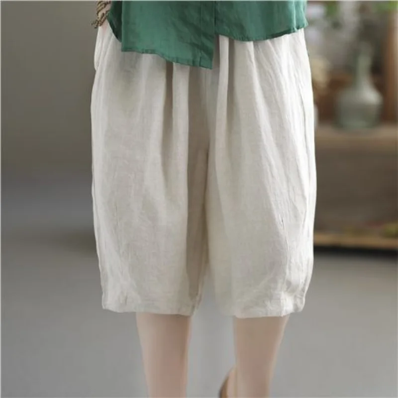 WTEMPO Cotton Shorts Women StreetWear Wide Leg Pants Fashion Capris Versatile Casual Pants Y2k Female Shorts