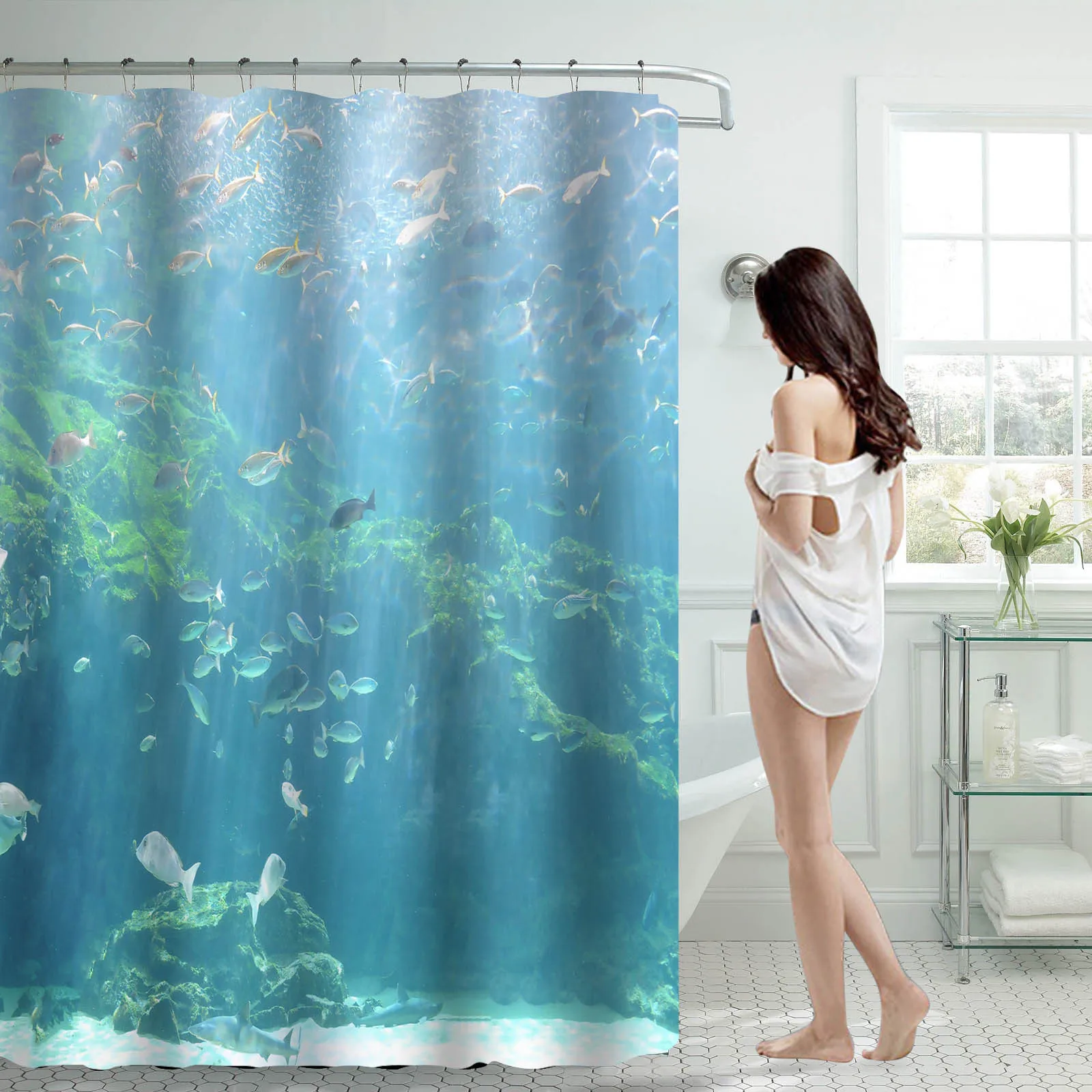 

Shower Curtain 70x70 Inch With 12 Plastic Shower Curtain Hooks Birds Blue Gray Shower Curtain Extra Long Shower Curtain 96 Inch