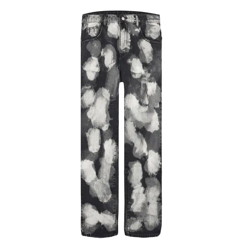 DEEPTOWN Y2K Gothic Jeans for Men Distressed Washed Denim Pants Male Loose Printed Trousers Casual Streetwear Hip Hop Fashion