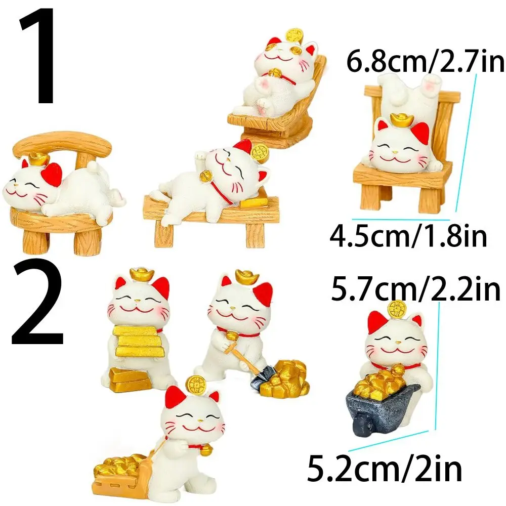 4 шт./компл. Kawaii мультфильм богатство махающий кот модель мини смола Lucky Cat