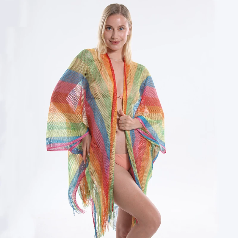 Радужные сетчатые шали Heitou для женщин