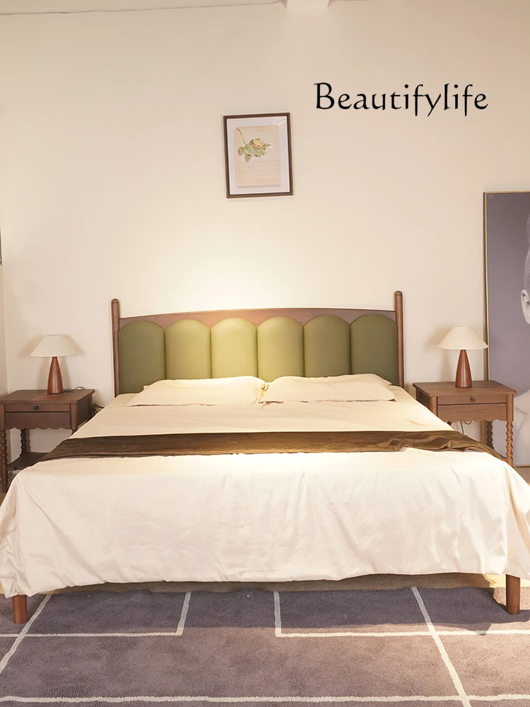 Кровать из массива дерева во французском китайском стиле 1 8 м Черная мягкая