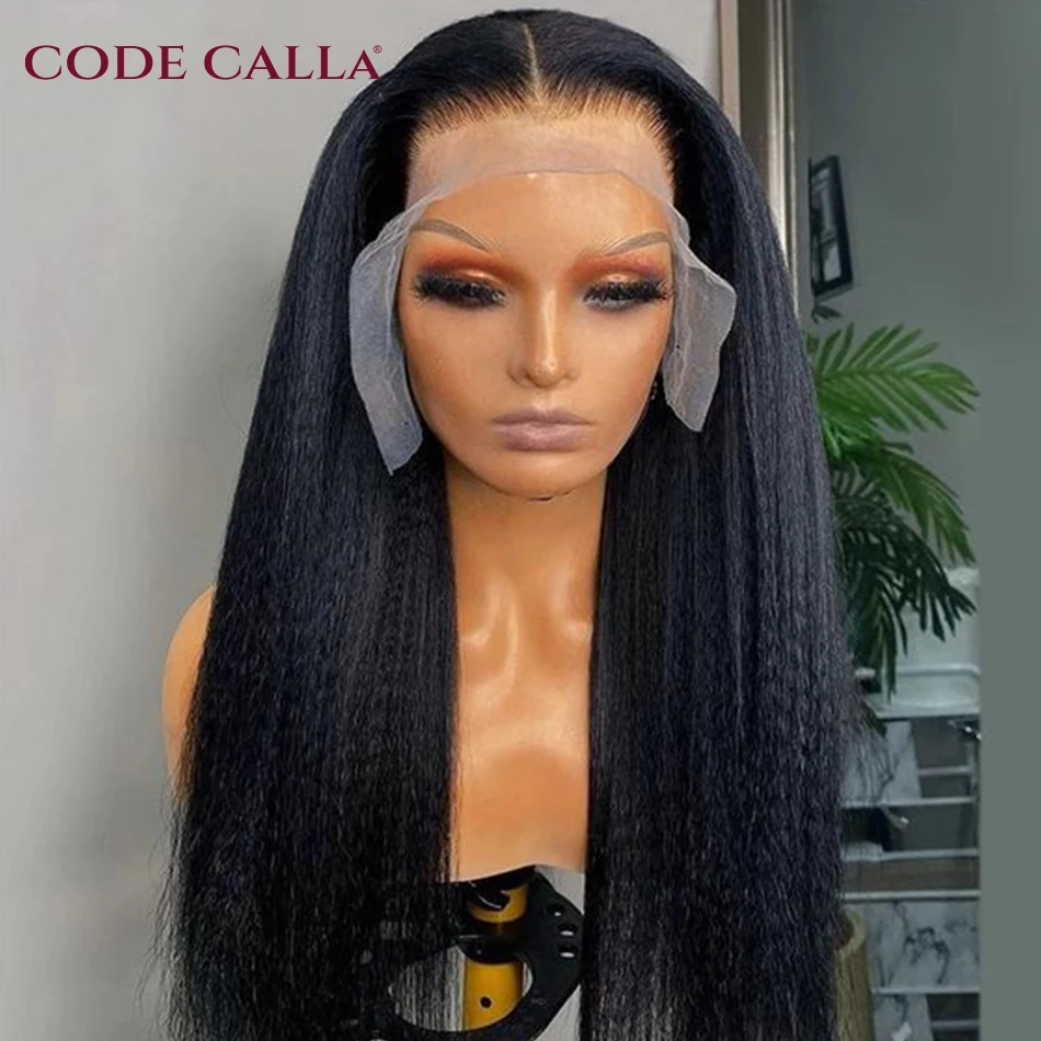 Kinky Straight Wig Lace Front Human Hair Wigs Glueless T Part Lace Wigs For Women 30 Inch Malaysian Yaki Straight Human Hair Wig