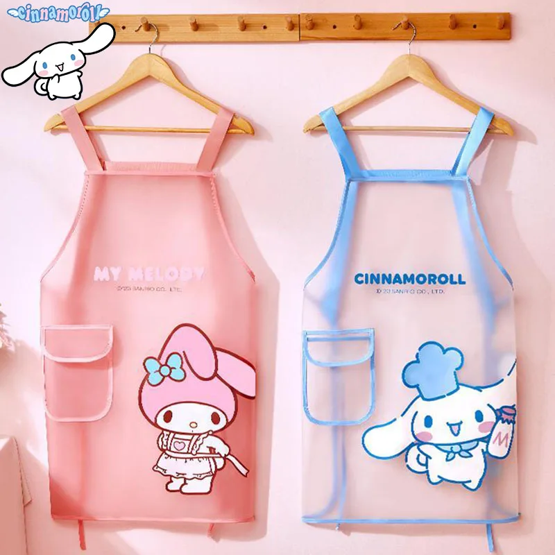 

2023 New Cartoon Sanrio Hello Kitty Cinnamoroll Aprons Cute Anime Kitchen Waterproof Chef Cooking Kawaii Apron Birthday Gifts