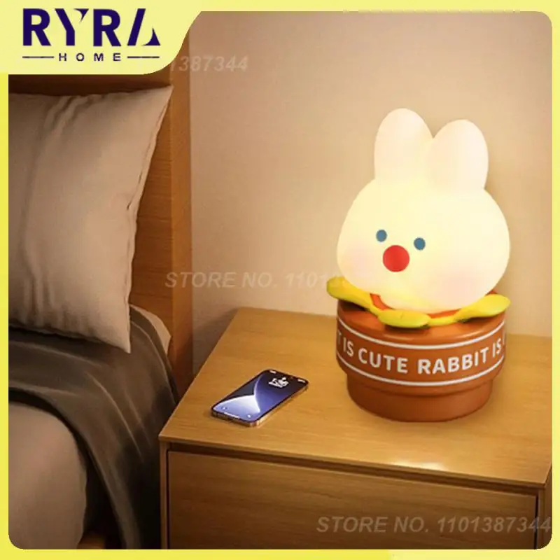 

Silicone Silicone Night Light Soft Light Potted Rabbit Cute Animal Silicone Lamp Bedside Light Rabbit Silicone Lamp Usb Charging