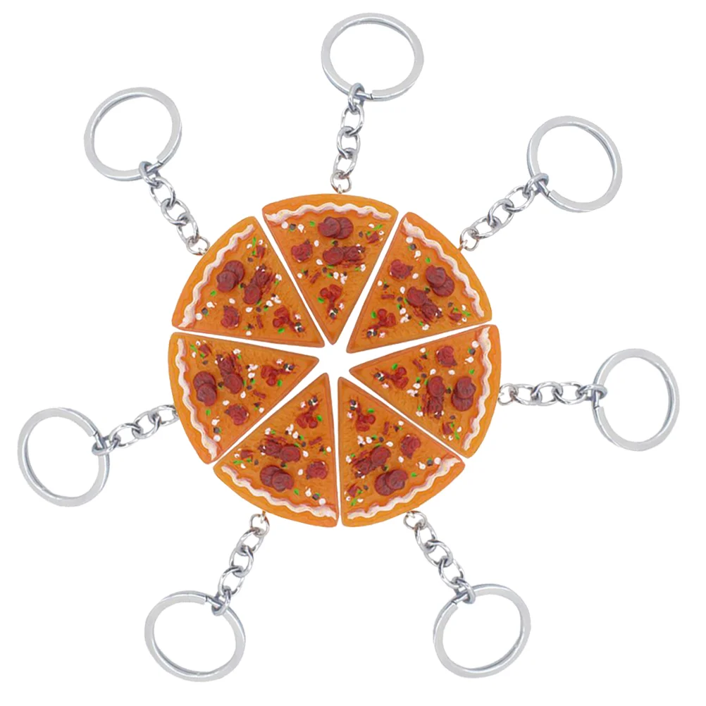 

12 Pcs Simulation Food Keyrings Pizza Resin Pendants Bag Key Rings Keychains for Girls Boys (Orange)