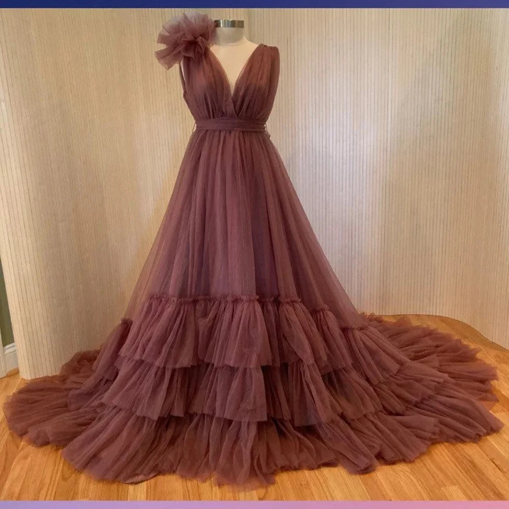 

Unique Handmade Tulle Robe Fluffy Multi-layered Maternity Dresses for Photo Shoot Babyshower Dress Birthday Party Real Image