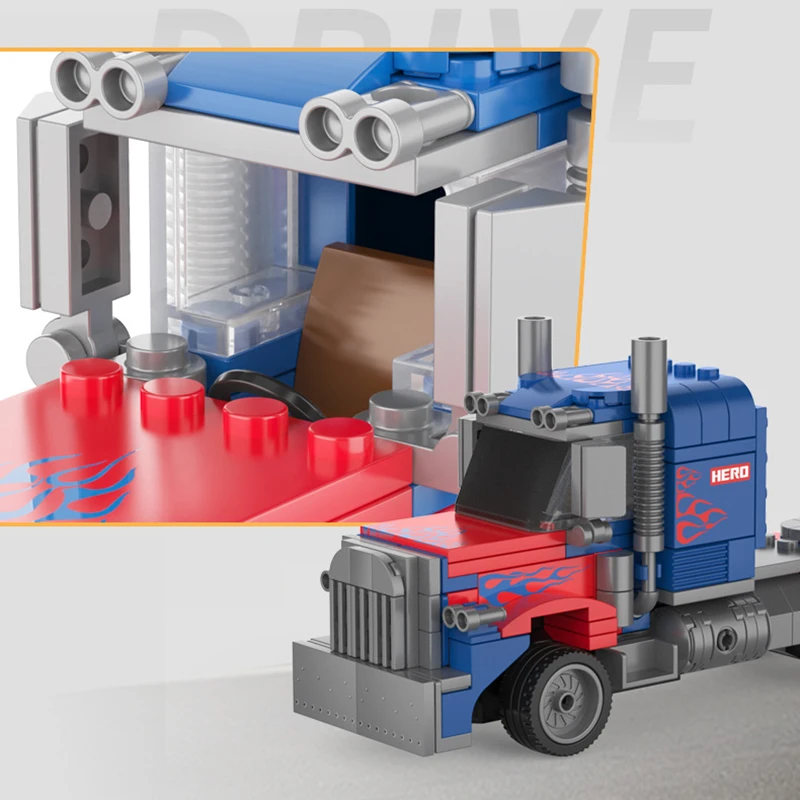 Pull Back Car Trailer Truck Building Block Set Cargo Transport Vehicle Model Classic Mini Bricks Compatible City Children Toys |