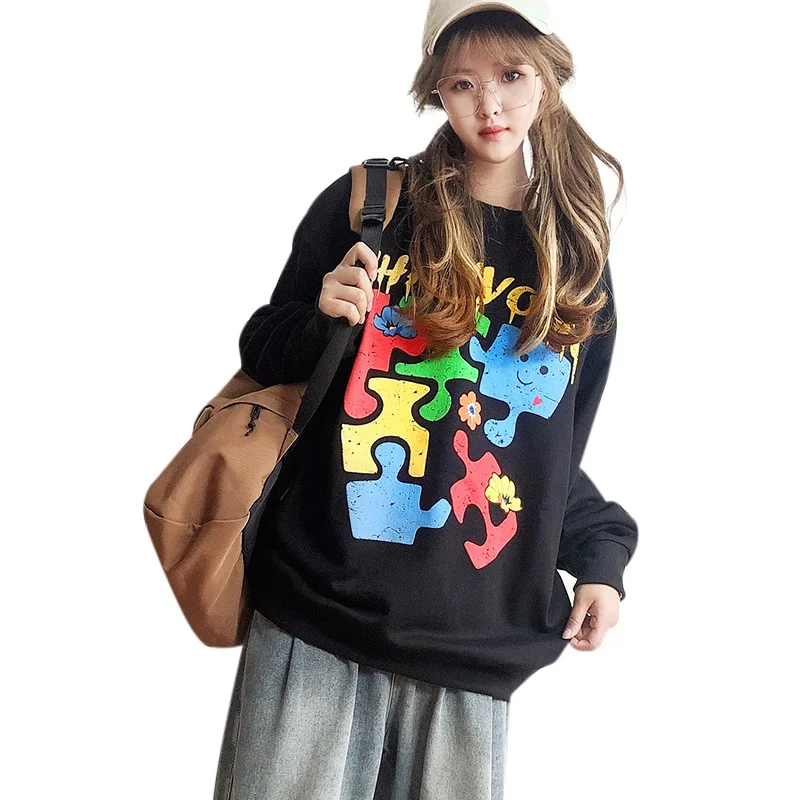 

Autumn Outfits Long Sleeve Crewneck T Shirt Casual Tees Pullovers Loose Fit Printed Women's Hoodies Sweatshirts # ocpu