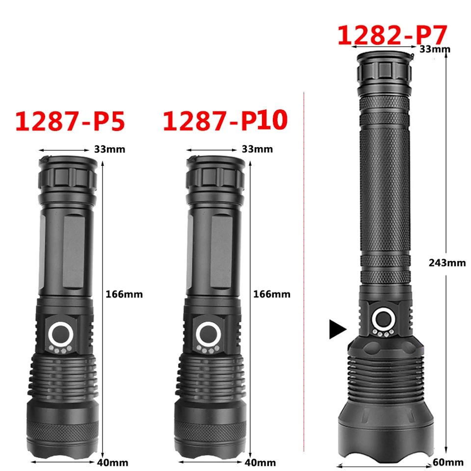 XHP70 Super Bright Powerful LED Flashlight USB Rechargeable 1685 26650 Battery Torch Zoomable Lantern For Outside Camping |