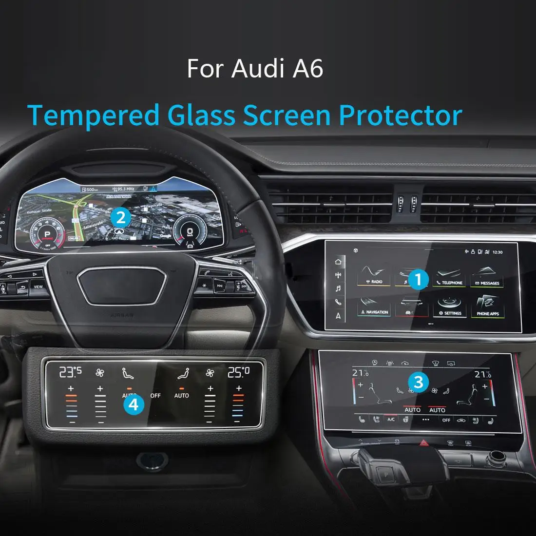 

Защитная пленка из закаленного стекла для Audi A6 C8 4K A7 4K8 2019 ~ 2021 автомобильный GPS-навигатор, аксессуары переменного тока против царапин