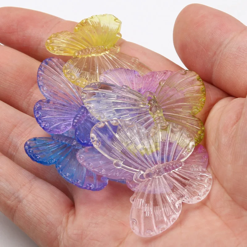 

10 шт. акриловые градиентные прозрачные подвески-бабочки для изготовления ювелирных изделий своими руками, очаровательные серьги, шпильки, аксессуары ручной работы