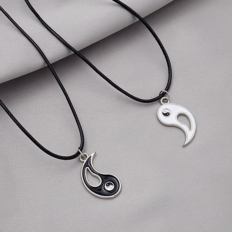 

1 Pair Tai Chi Paired Pendant Couple Necklaces For Lovers Best Friends Yin Yang Long Gold Chain Necklace Fashion Jewelry Gifts