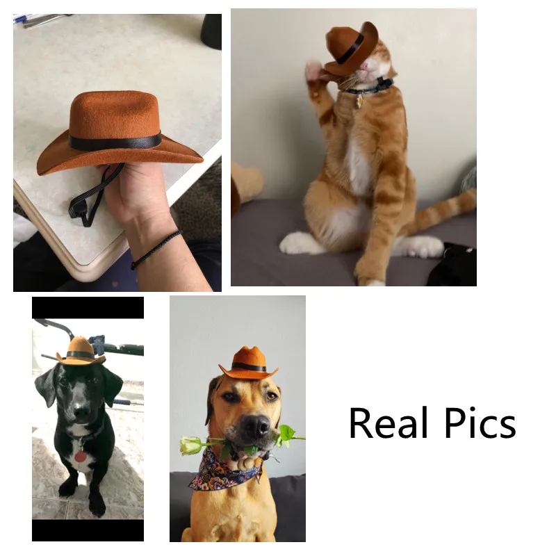 Pet Hat Dog Cat Western Cowboy Hat Halloween Pet Triangle Scarf Universal Funny Retro Photo Prop Dog Accessories Doll Decoration images - 6