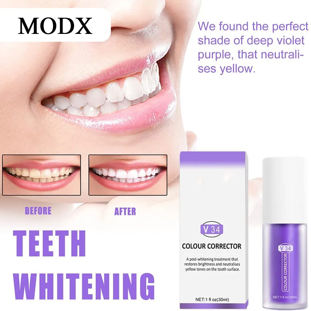 

30ml V 34 Colour Corrector Toothpaste Intensive Stain Removal Teeth Whitening Toothpaste for Nhpro Enamel Restoration Care