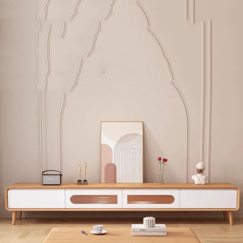 Современная подставка для телевизора деревянная низкая хранения