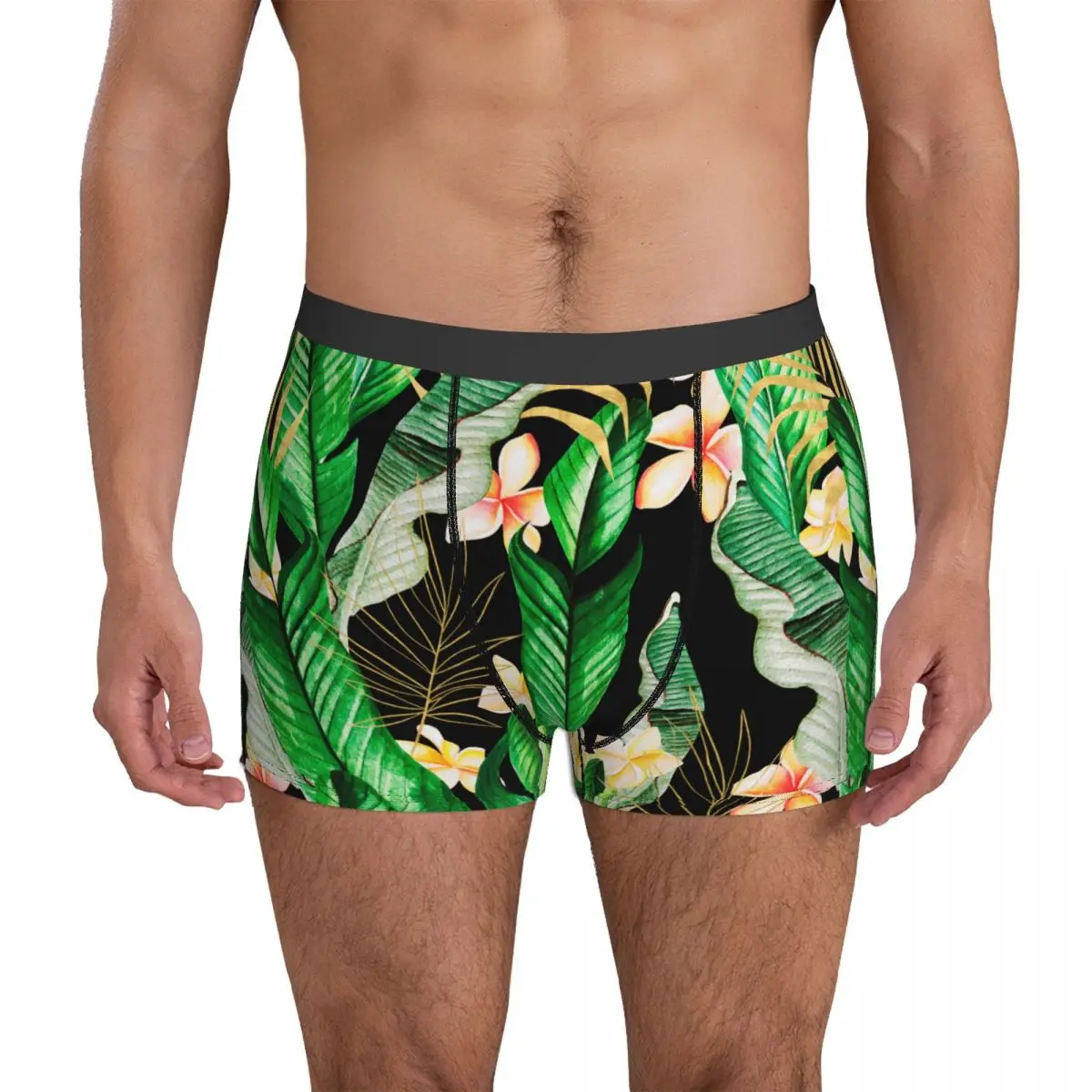 

Jungle Palm Leaves Underwear Tropical Forest Flower Print Print Trunk Trenky Men Panties Elastic Boxer Brief Birthday Present