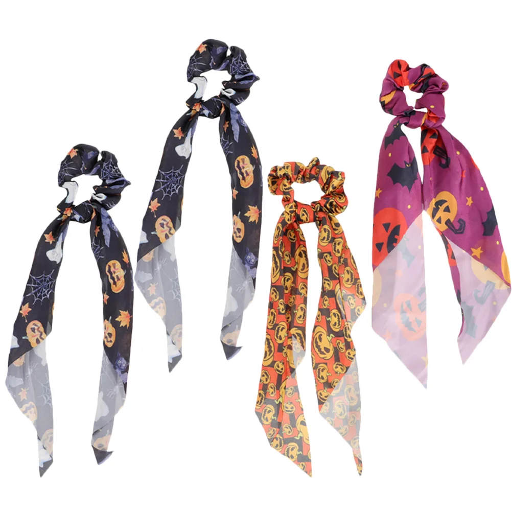 

4 Pcs Halloween Headband Hair Ropes Scrunchies Ponytail Holders Women Ties Ring Girl Headdress