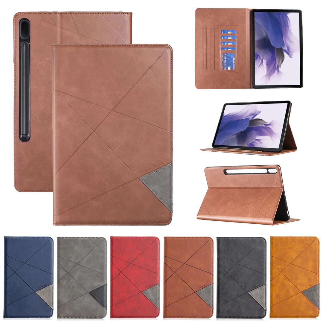 

Table Case for Galaxy Tab S8 11inch Case Retro Geometric Leather Flip Kickstand Cover SM-X700 SM-T870 SM-X706 Full Protect Shell