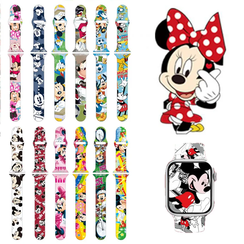 

Disney Mickey Mouse Watch Strap for Apple iwatch Band Se 7 6 5 4 3 2 38Mm 40Mm 41Mm 42Mm 44Mm 45Mm 49Mm Silicone Strap Bracelet