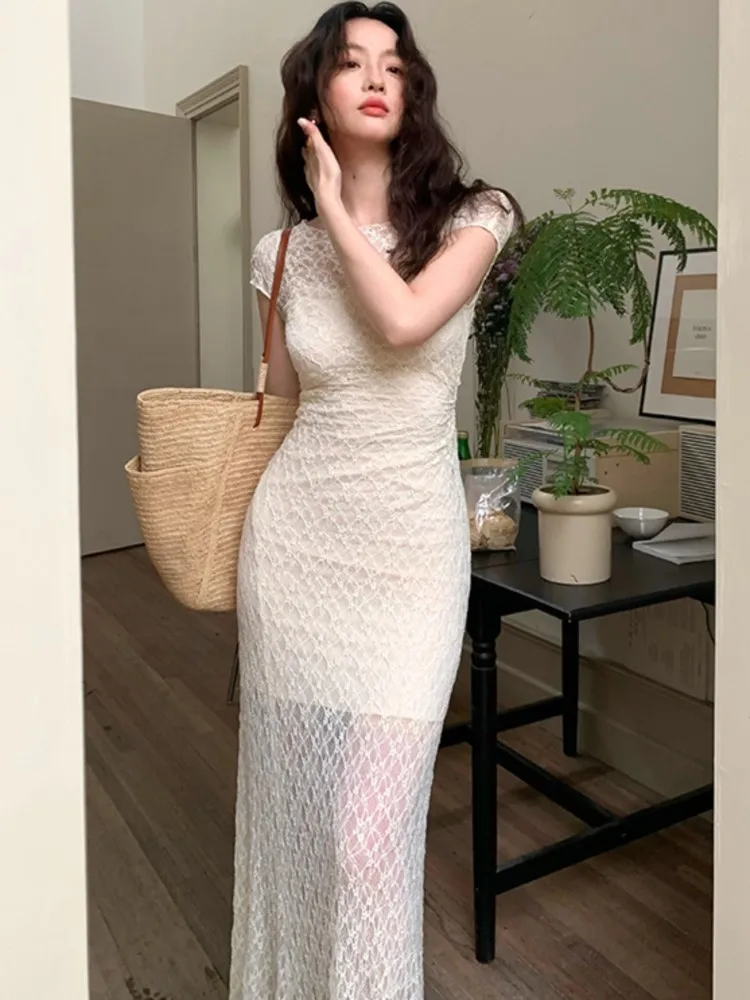 Элегантный сетчатый комплект из двух предметов облегающие платья миди для