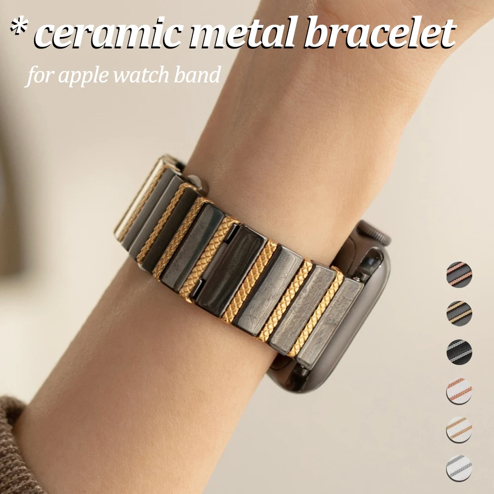 

Керамический металлический ремешок для Apple Watch Band 44 мм 40 мм 42/38 мм Ultra 49 мм, роскошный женский браслет для iWatch Series 3 Se6 7 8 45 мм 41 мм