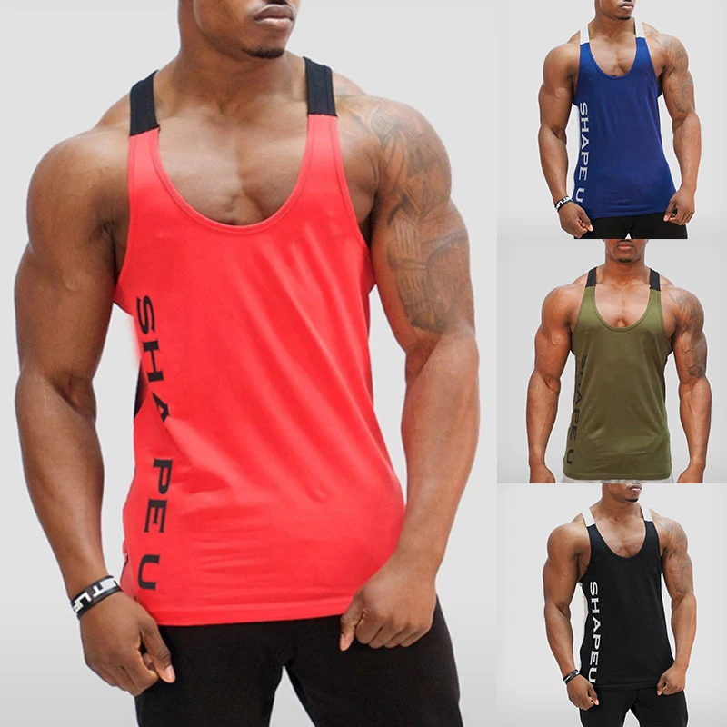 

Summer Casual Men Vest Cotton Sleeveless Tank Tops Fitness Sports Pullover Breathable Comfortable T Shirt Solid Color Tank Tops