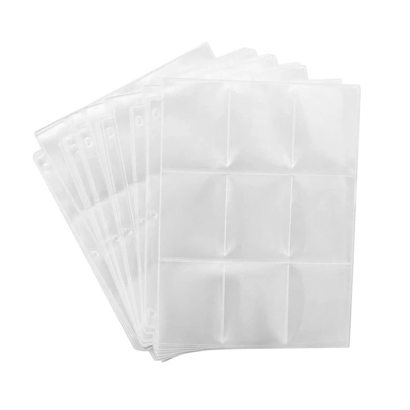 

Trading Card Sleeves Pages, 9 Pocket Pages Protectors For Sport Cards, Coupon, 50 Pack For 3 Ring Binder Sheets