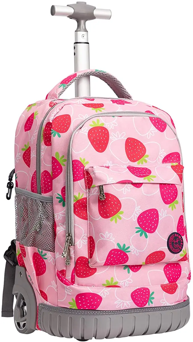 18 Inch Travel Luggage Suitcase Girls Wheeled Rolling Backpack Multi-Compartment College Books Laptop Bag With Trolley Wheels