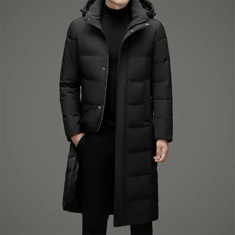 Мужской зимний пуховик длинный утиный пух Мужская Легкая Дизайнерская одежда с