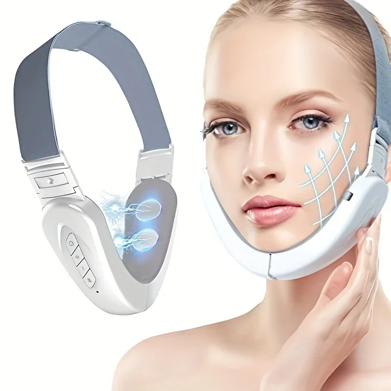 

Double Chin Reducer Machine, Electric V-Face Shaping Beauty Belt, Intelligent Lifting Firming Facial Massager With Blue Light