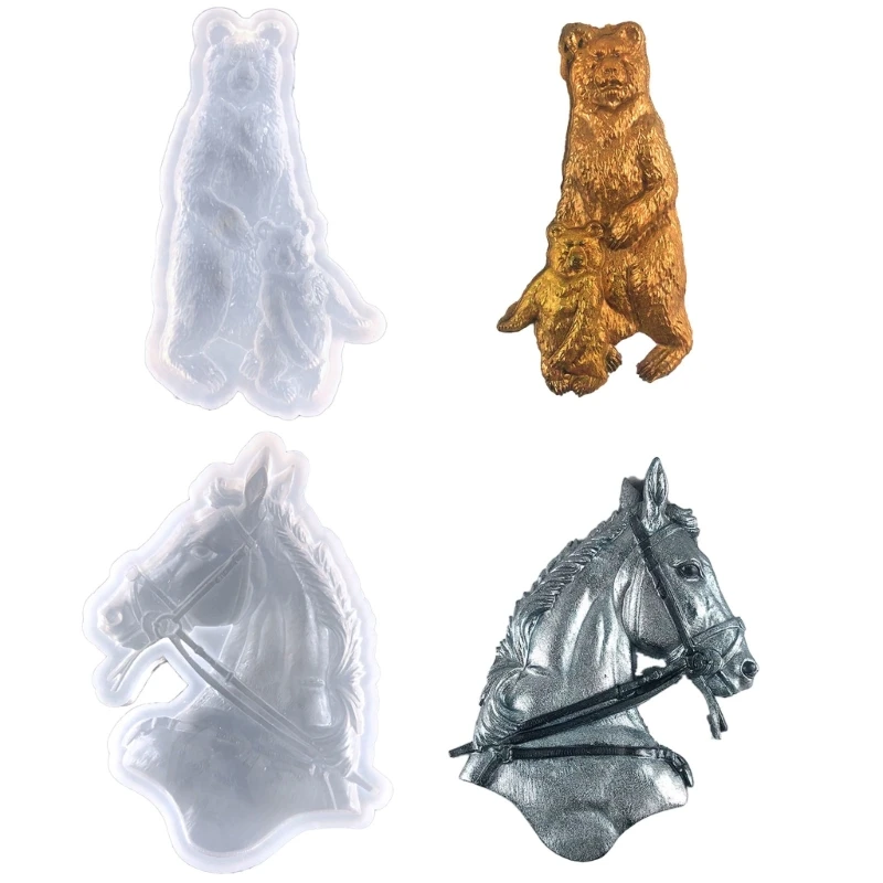 

Форма Медвежья лошадь из смолы, силиконовые формы на День святого Валентина, форма для литья из эпоксидной смолы для настенного подвесного крепления, Декор, поделки своими руками
