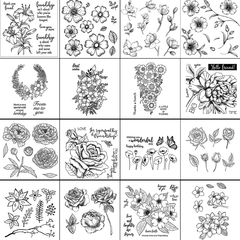 

K3NA Flowers Silicone Clear Seal Stamp DIY Scrapbooking Embossing Photo Album Decorative Paper Card Craft