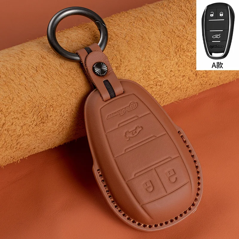 

Кожаный чехол для автомобильного ключа для Alfa Romeo Junior Stelvio Giulia 2025 Tonale 4C Spider, чехол-держатель для ключей от автомобиля