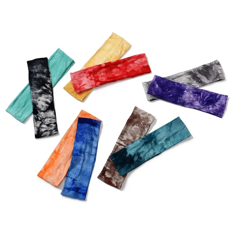 

Color Sports Fitness Running Headband Sweat Absorption Yoga Elastic Headband Tie Dye Printed Headband Headbands for Women