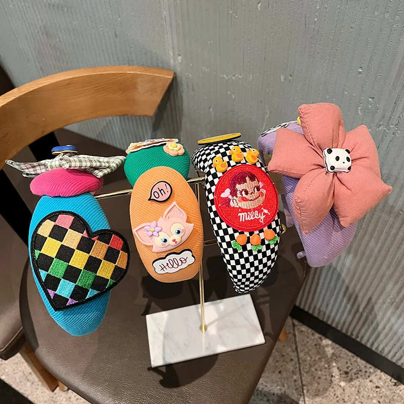 

2022 New Color Matching Cartoon Bear Sponge Wide-brimmed Headband
