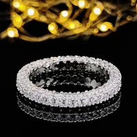 2022 luxury round silver color aesthetic eternity band ring for women lady anniversary gift jewelry wholesale r5517