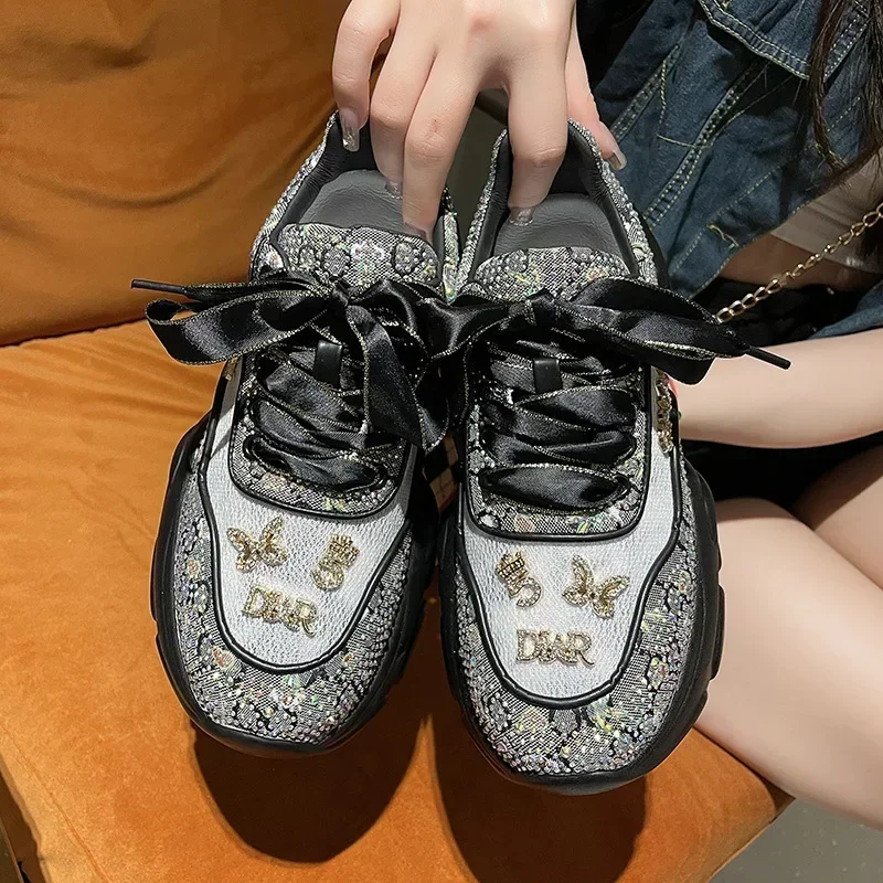 Дизайнерская брендовая Роскошная обувь Стразы Dad дышащая новая спортивная