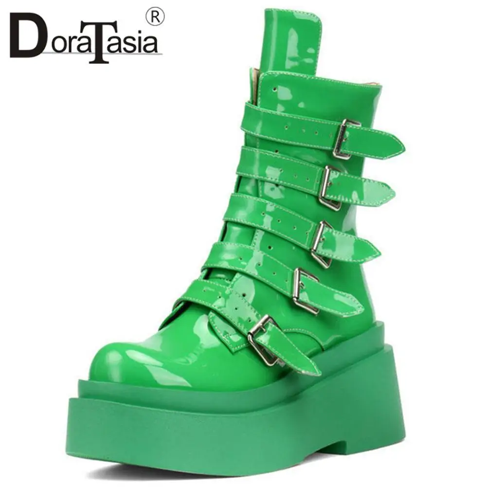 

Brand Design Ladies Goth Platform Ankle Boots Fashion Buckle Punk Wedges High Heels women's Boots Party Street Woman Shoes