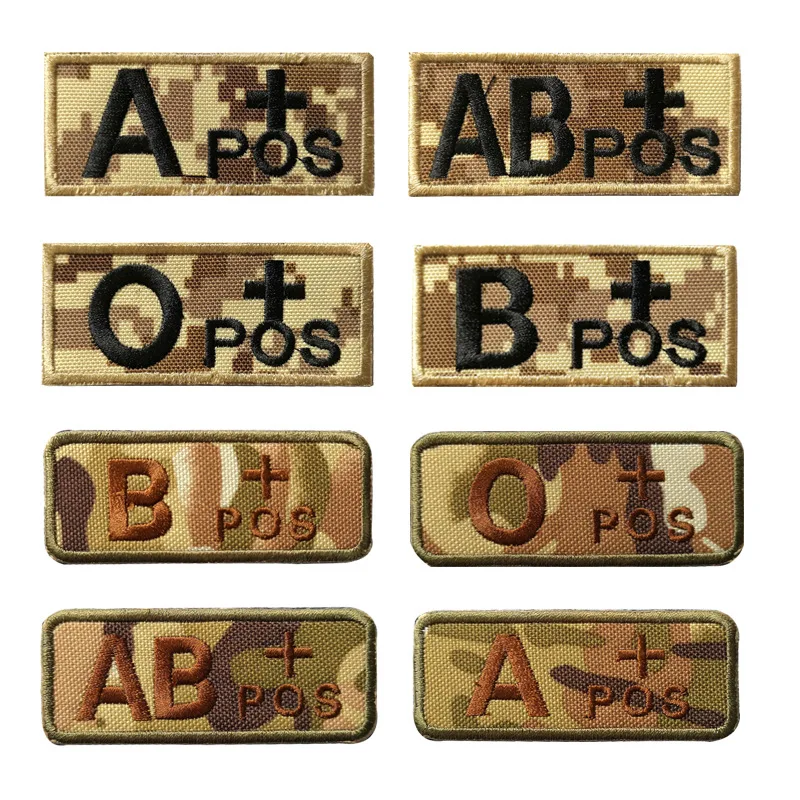 

3D Embroidered Blood Type Patch Badge A+B+AB+O+POS Blood Type Patch Tactical Military Badge Morale Armband Clothing Logo Patches
