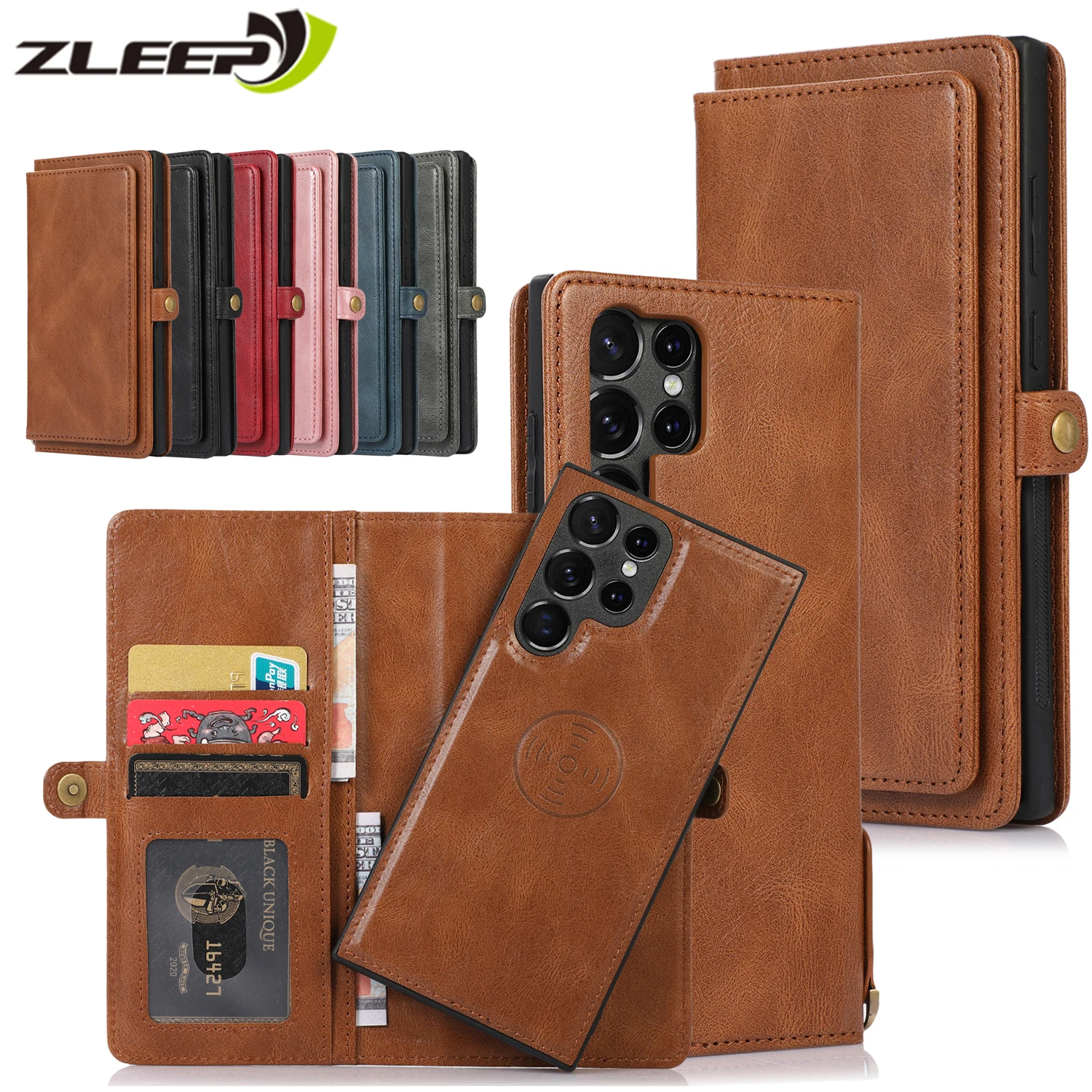 

Flip PU Leather Case For Samsung Galaxy S23 S22 S21 FE S20 S10E S9 S8 Ultra Plus Wallet Card Slots Stand Holder Phone Bag Cover