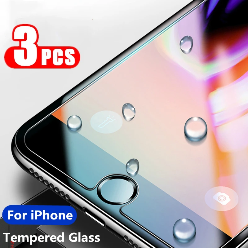 

3PCS Transparent Protective Glass for IPhone 13 12 11 X XS Max Mini XR Tempered Glass for IPhone 7 8 6 Plus SE Screen Protector