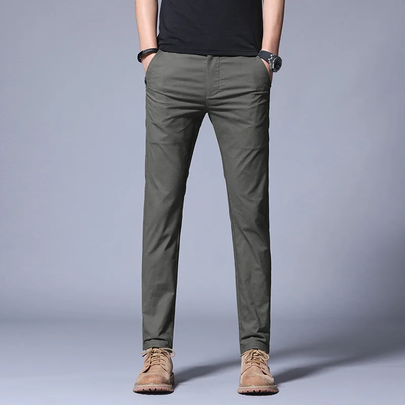 Мужские брюки-джоггеры из хлопка повседневные облегающие классические брюки