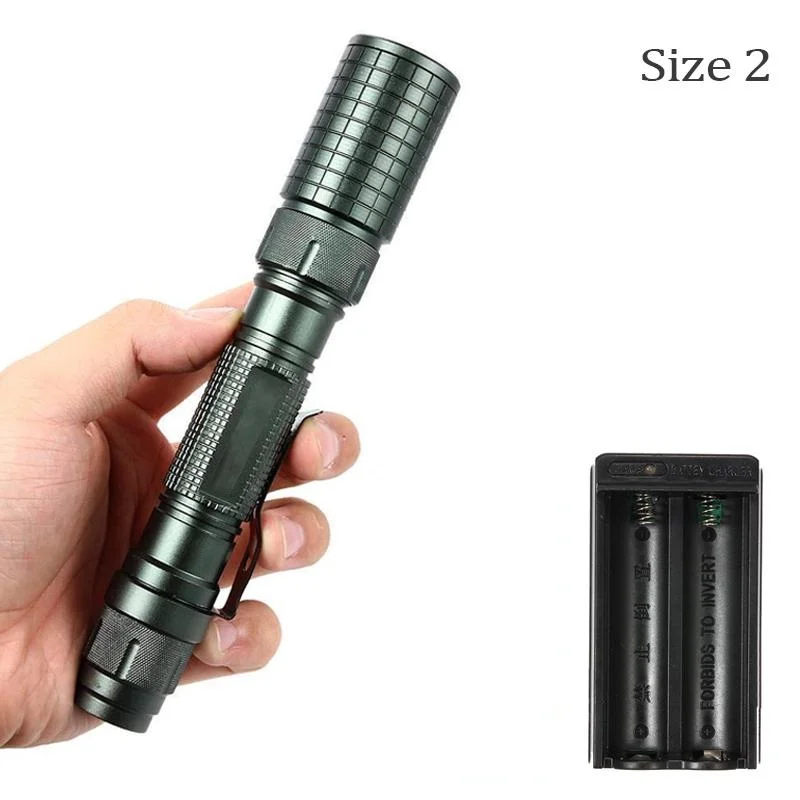 

T6 LED Strong Light Flashlight Telescopic Focusing 2 Sections 18650 Rechargeable Flashlight