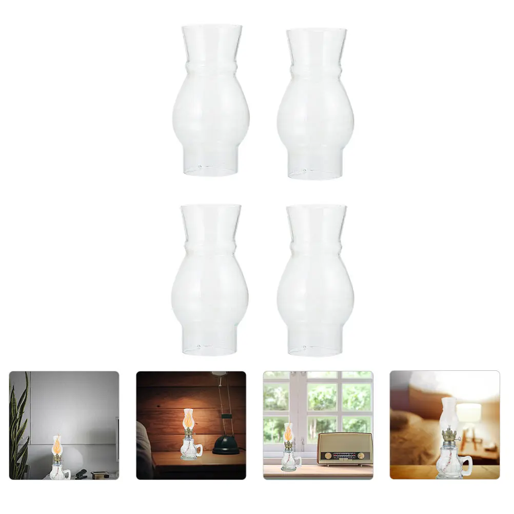 

4Pcs Glass Lampshade Retro Oil Lamp Windproof Cover Kerosene Lamp Accessory